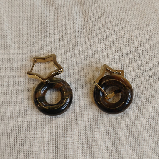 PENDIENTE  ESTRELLA- OJO DE TIGRE-